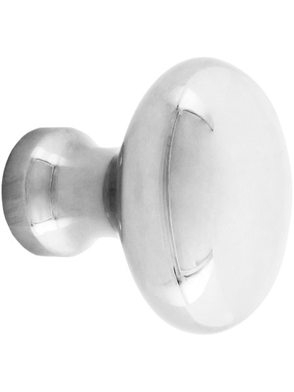 Solid Brass Oval Cabinet Knob - 1 1/4 inch x 7/8 inch in Polished Nickel.